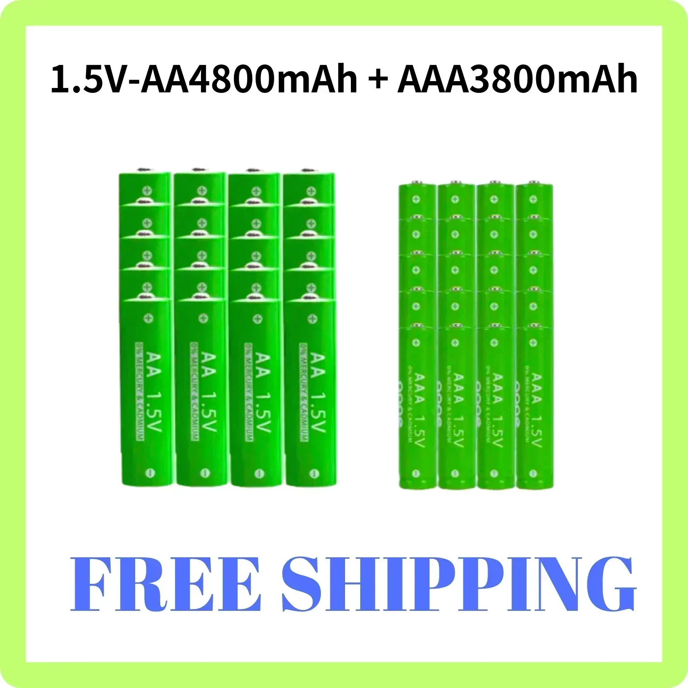 1.5V AAA 3800Mah - AA 4800Mah alkaline battery with charger, computer clock, radio, video game, digital camera battery AAA