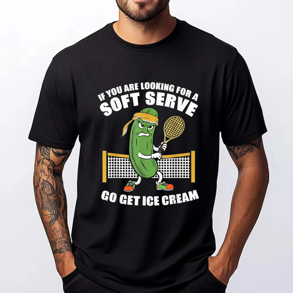 

New Fun Pickle Ball Play Pickle Tennis Soft Serve Ice Cream Graphic Print T-Shirt T-Shirt Men Women Memorial Day Streets