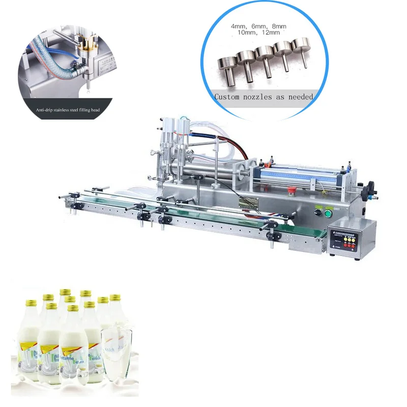 

High-grade pneumatic horizontal double-head liquid filling production line automatic quantitative filling machine