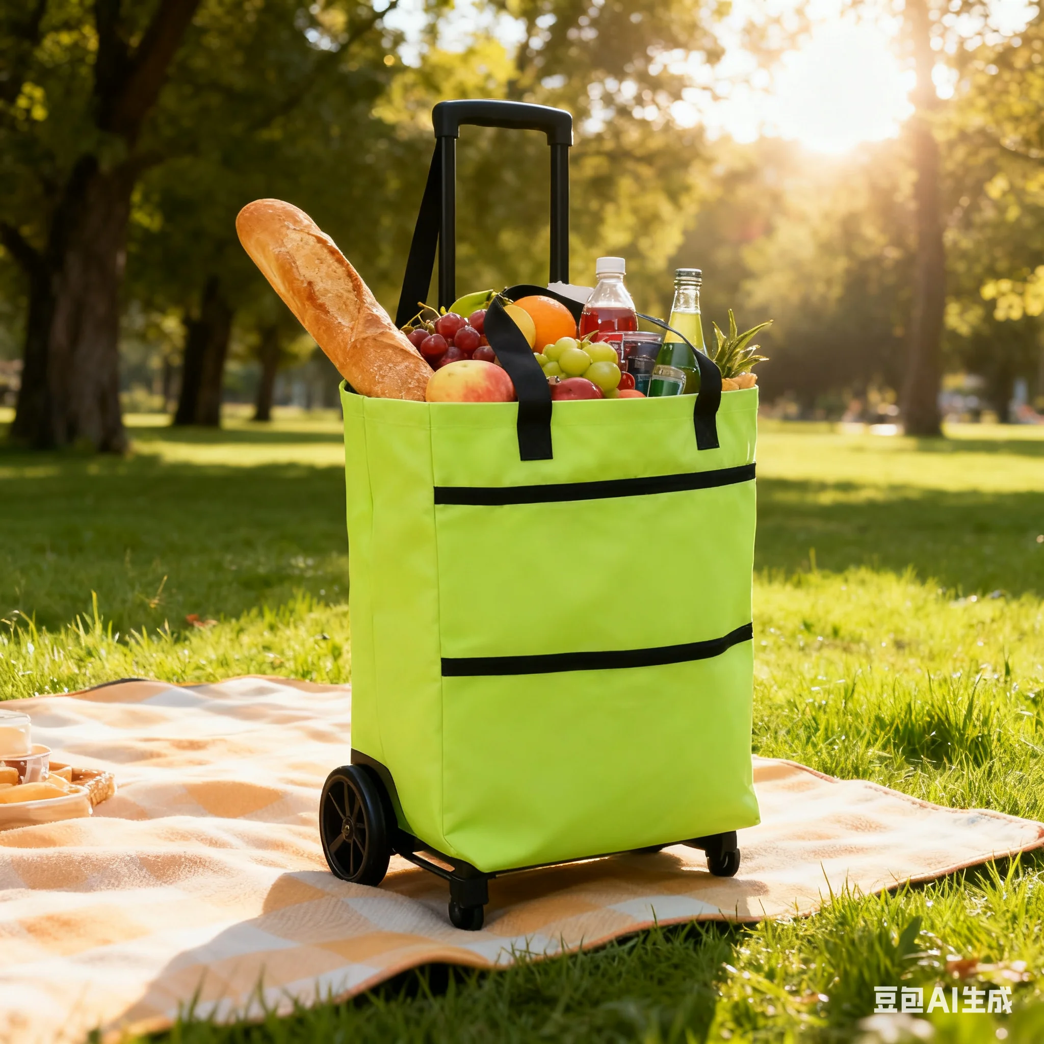 Lightweight Portable Grocery Cart Foldable Household Shopping Bag Small Pull Cart Wheeled Hand Push Cart for Home Use