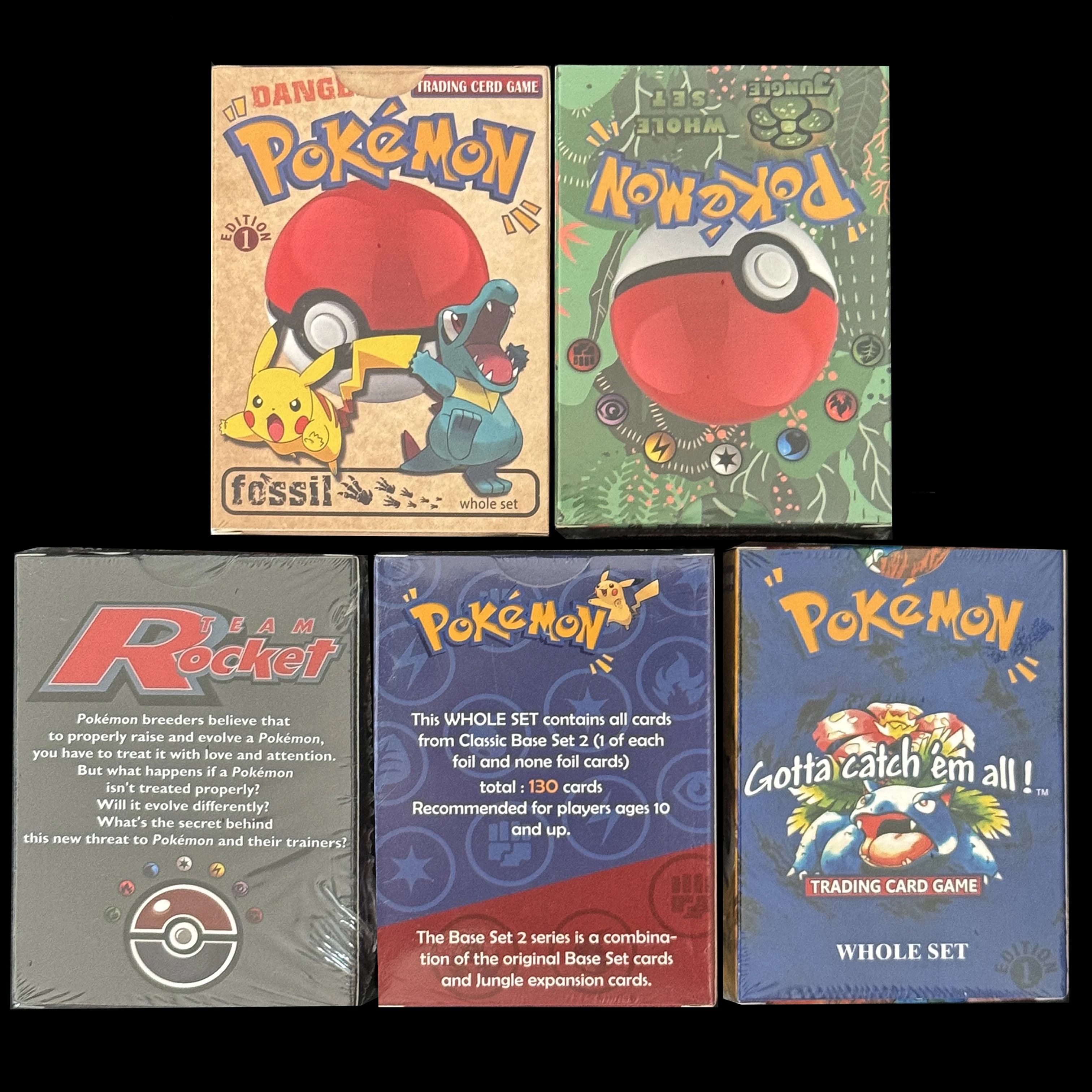 PKM Whole Set 1st Edition Base Set Jungle Base Set2 Fossil Team Rocket Old Version Game old Card DIY Proxy PTCG Collection Gifts