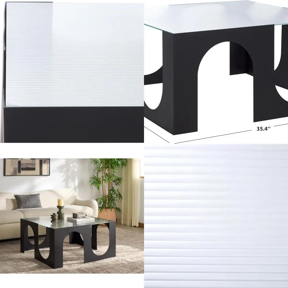 

Modern Brayberry Black Iron & Glass Square Cocktail Table, Fully Assembled Accent Furniture (SFV6802A)