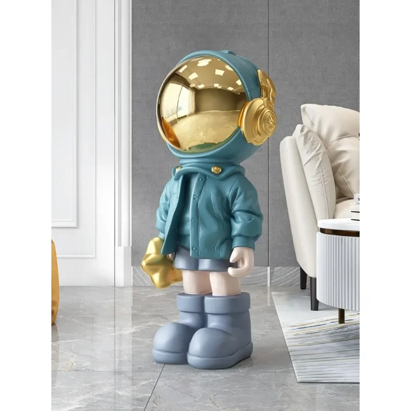 Interior Figurine100CM Astronaut Sculpture Large Floor Ornaments Living Room Sofa TV Cabinet Accessories Resin Statue Home Decor