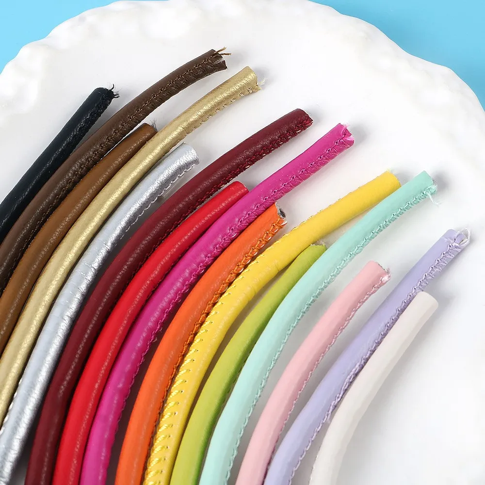 Cordón de Cuero PU Colorido de 2 Metros y 5 mm con Núcleo de Algodón para Manualidades, Cadena de Teléfono, Colgante, Llavero, Correa de Bolso, Materiales para Artesanía