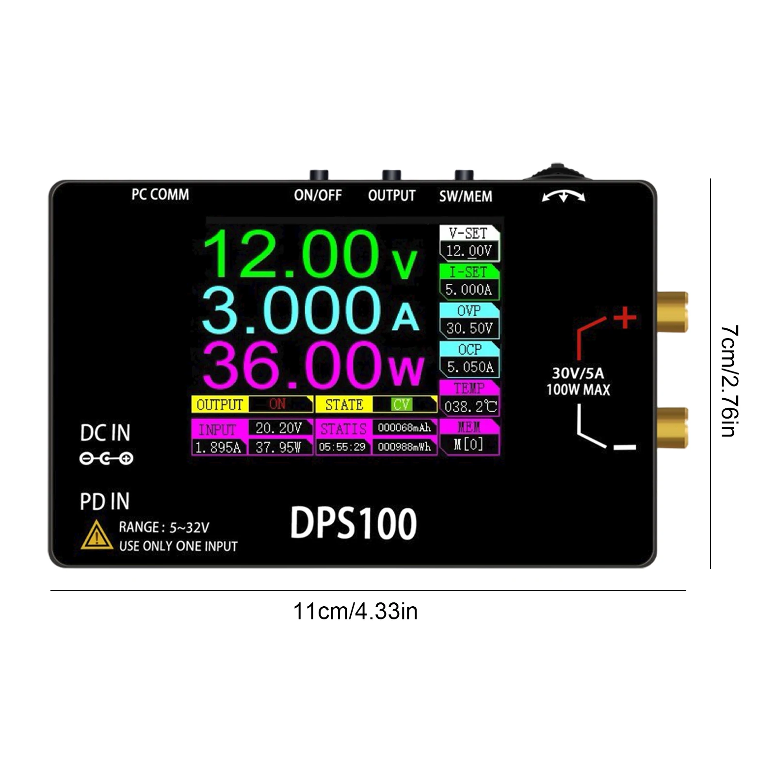 DPS100 Pocket Bench Switching 30V 5A 100W Max Regulator Tegangan Terprogram Mini Portable Switching Power Supply