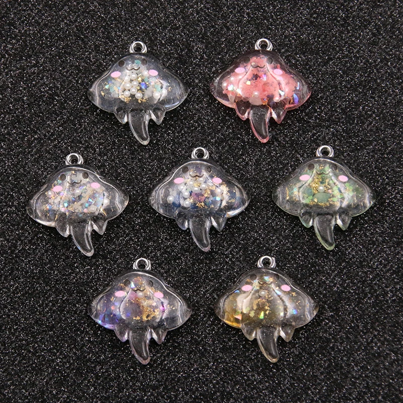 10Pcs 29x31MM 6 Color Animals Octopus Beach Charms For Jewelry Making Crafts Marine Organism Pendants Flat DIY Earring Keychain