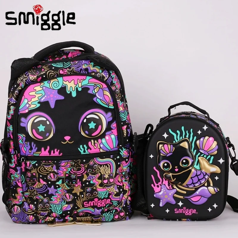 

Австралийский Оригинальный модный рюкзак Smiggle с черной кошкой, детский школьный рюкзак, коробка для канцелярских принадлежностей, рюкзак, кошелек, сумка для ланча, студенческий подарок