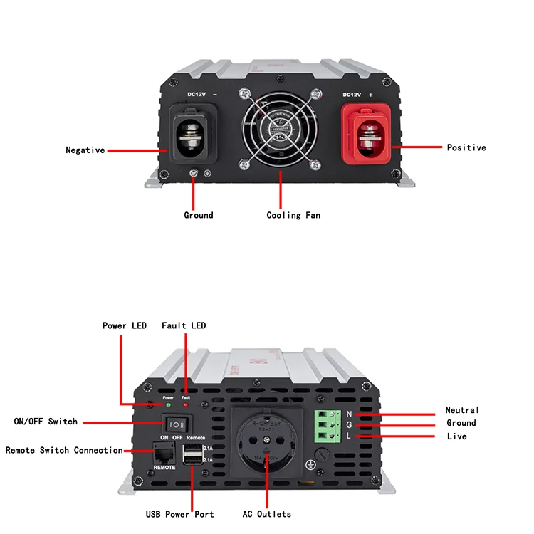 Inverter gelombang sinus murni, 12 v-120 V 1KW 2KW 3KW konverter 12 v-230 V