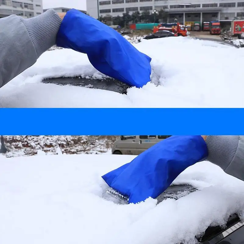 Plush Warm Gloves Snow Shovel Car Window Cleaning Ice Scraper Removal Tool Ice Scraper Glove Mitt Outdoor Winter Tools