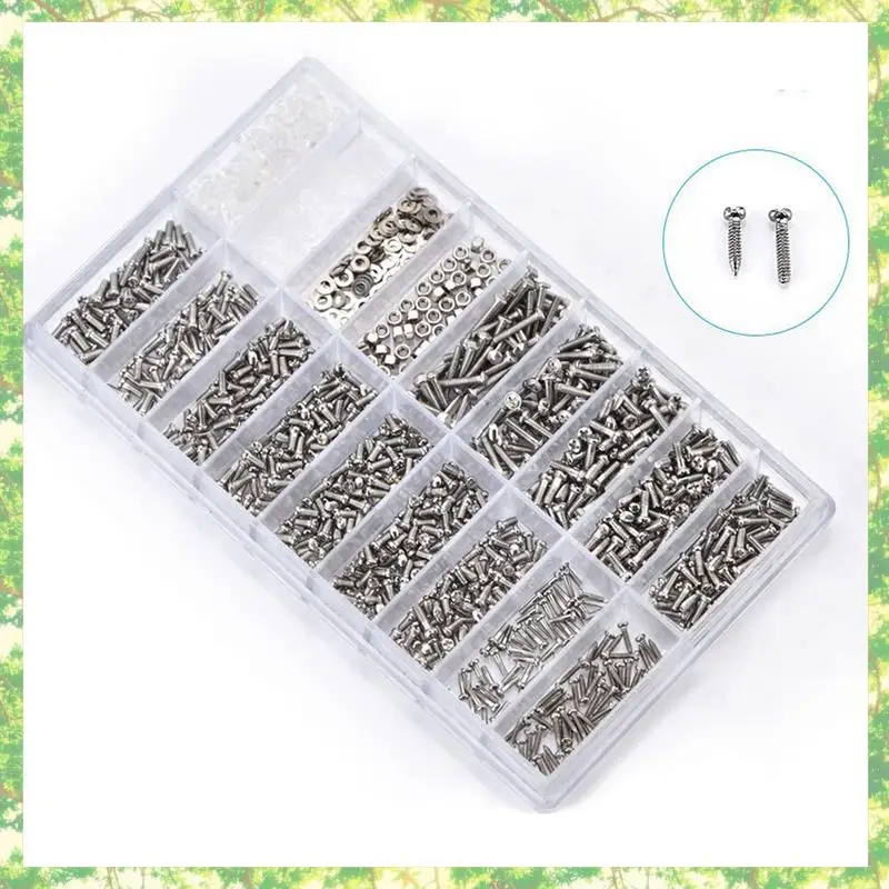 Smart-3000Pcs Stainless Steel Eyeglasses Watch Repair Screw Replacement Kit Set Tiny Screws Nut Assortment Repair Tool Kit Set