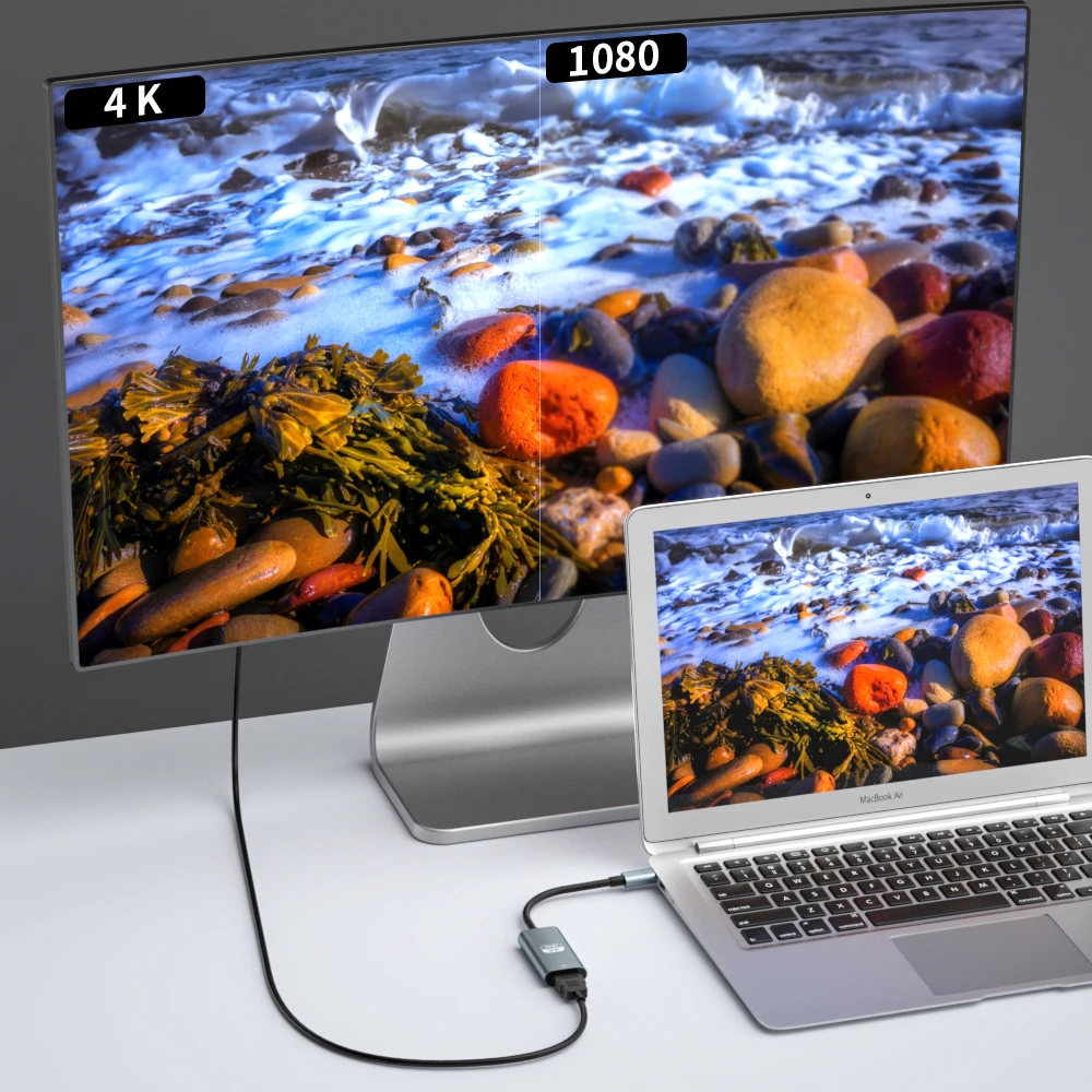 محول USB C إلى HDMI للشاشة، محطات إرساء الكمبيوتر المحمول 4K HDMI إلى USB C لجهاز MacBook Pro، كابل USB من النوع C إلى HDMI لجهاز iPad Air