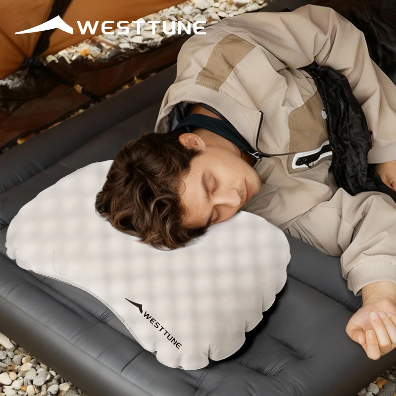 WESTTUNE-almohada hinchable de hielo para acampar, almohada inflable ultraligera portátil para viajes, almohada Lumbar para dormir y senderismo al aire libre