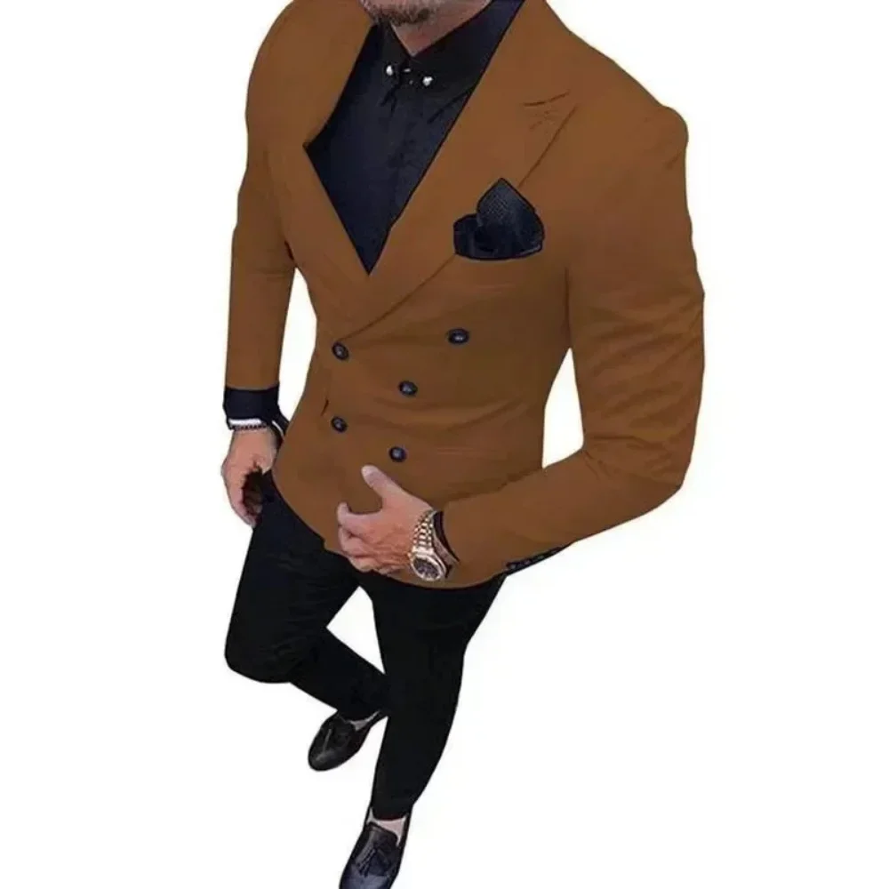 Masculino De Alta Qualidade، Lapela Repicada، Blazer De Negócios، Calças، 2 Peças، Vestidos De Casamento، Slim Fit، Smoking، Fes #5