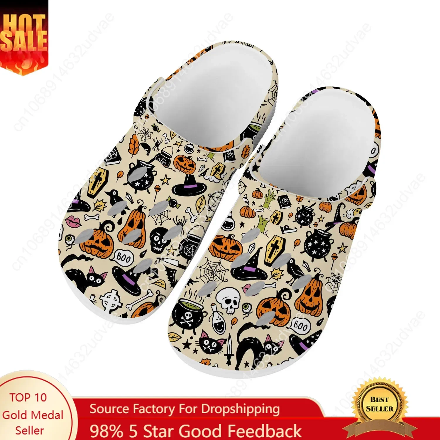 

Halloween Water Shoes Mens Womens Comfortable Fashion Home Garden Clogs Customizd Sandals Beach Breathable Hole Slippers