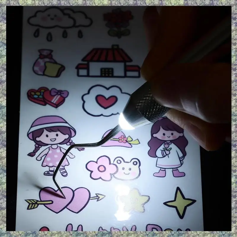 

WON 6 Pcs LED Weeding Tools Set For Vinyl, 3 Led Pen With 5 Pin And Hook, With Light Weeding Hook Tweezers, Easy To Use (Silver)