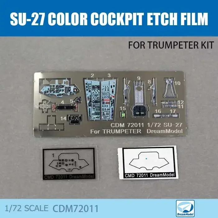 Dream Model Color cockpit etching film F-14A F-15C J-15 F-16CJ Su-27 1/72