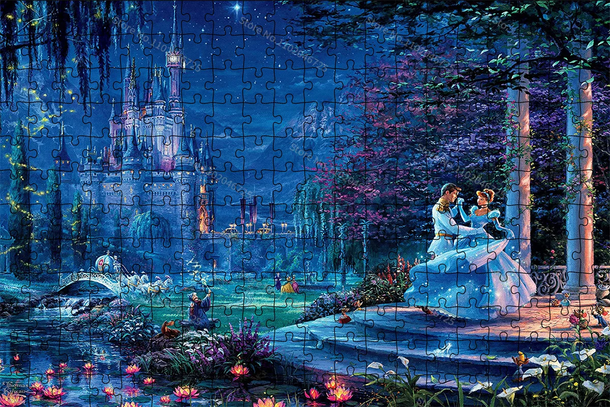 Disney Princess Cinderella Ball Puzzle 300 500 1000 Pieces Cartoon Creative Jigsaw Puzzle Game Kids Adult Collection Hobby