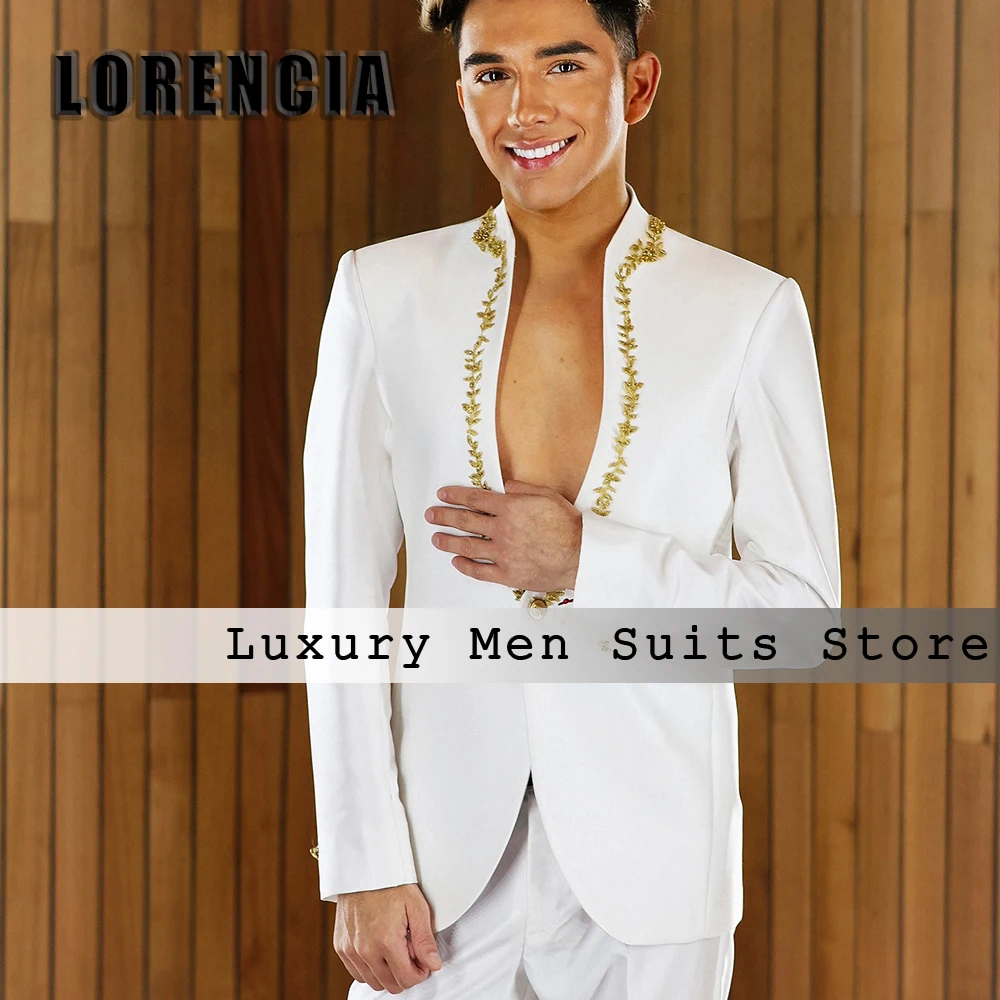 

Simple Applique Men Suits 2 Piece Illusion Back Tuxedo Slim Fit Wedding Party Outfits Customized Blazer Pants roupas masculinas