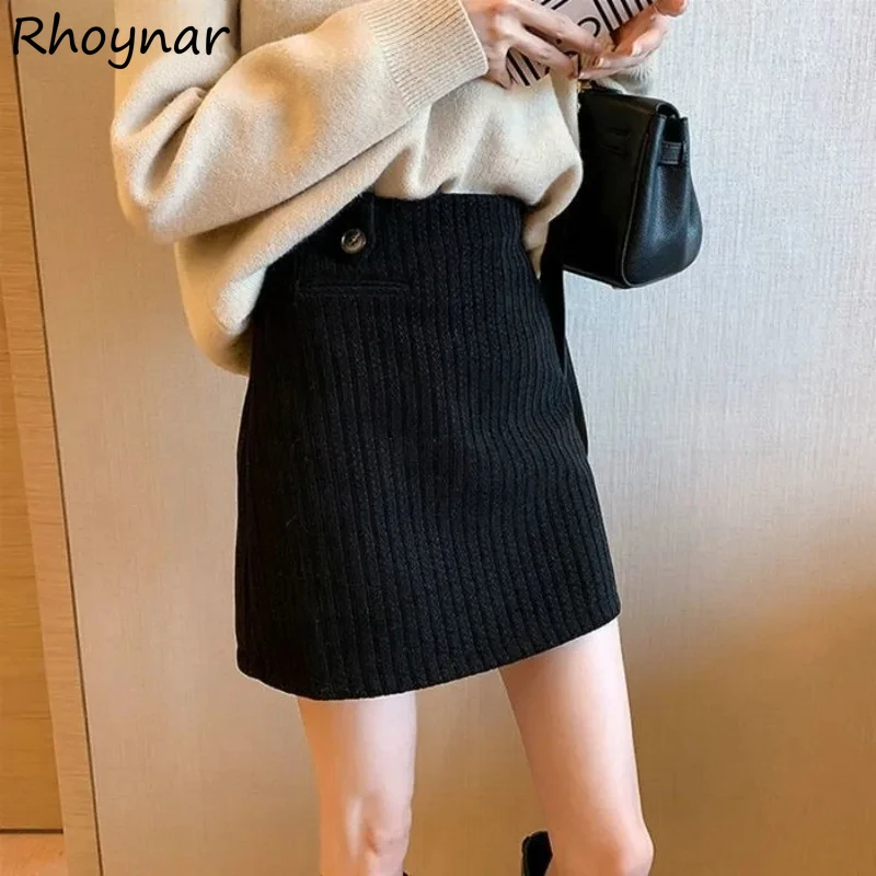 

Винтажные женские юбки, тонкие эластичные юбки с высокой талией, зимний дизайн, нежные офисные женские мини-трапеции, универсальные Harajuku Faldas, популярные