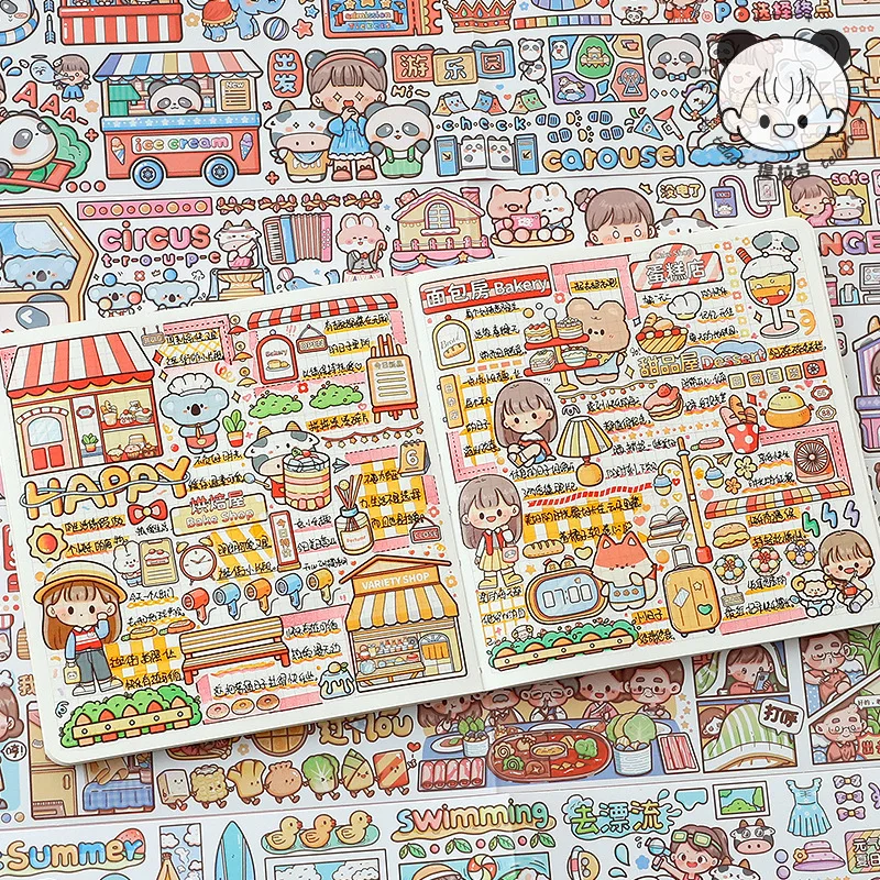 Plakband Pocket Tape Groothandel Rij Trial Eten Creatieve Leuke Cartoon Meisje Speciale Olie Pocket Tape En Papier Sticker Washi