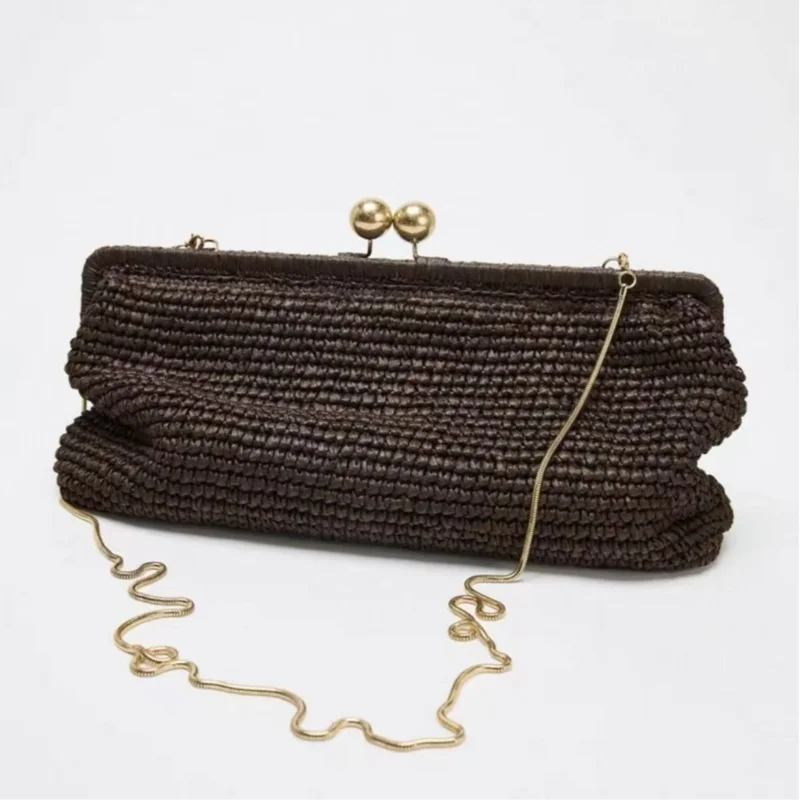 Merk Dameshandtassen Modieuze Geavanceerde Cliptassen Lichte Luxe En Veelzijdige Banket Clutch Bags Zomer Geweven Messenger Bags