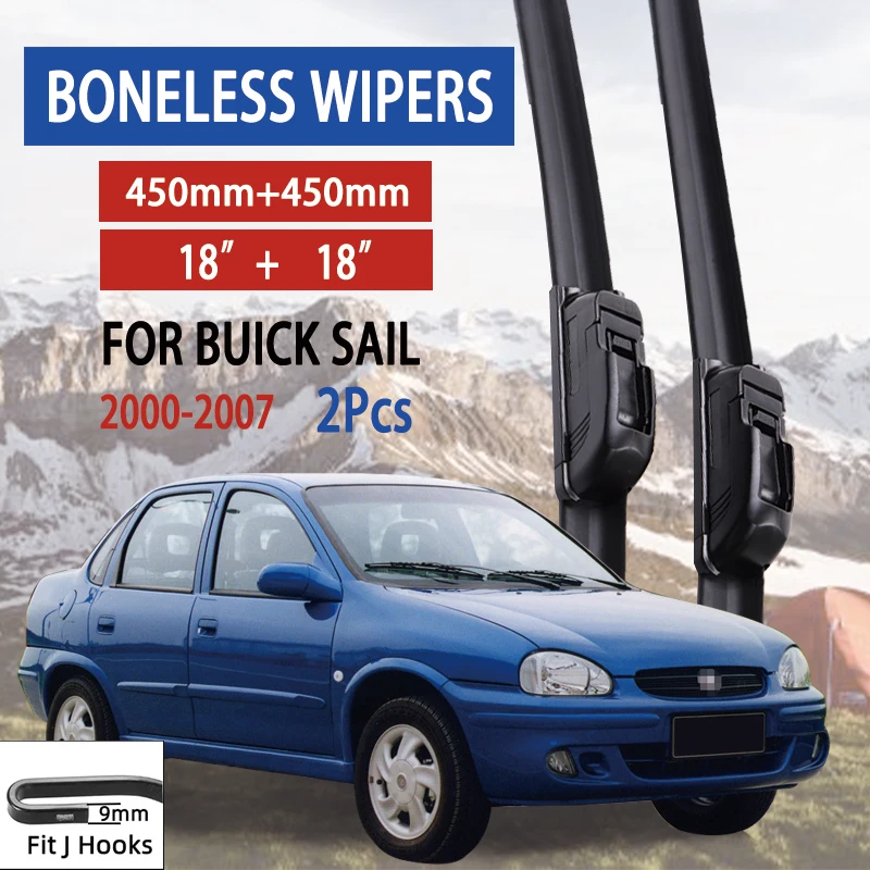 

For Buick Sail 2000-2007 Car Windshield Wiper U-type Soft Rubber Frameless Bracketless Car Wipers 18"+18"