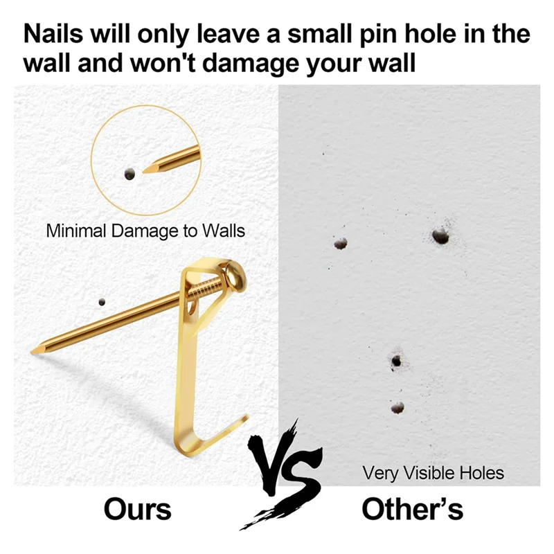 ELEG-184-delige foto-ophangset, 20 lb, 30 lb en 50 lb fotohangers, goudkleurige metalen metalen foto-ophanghaken met spijkers