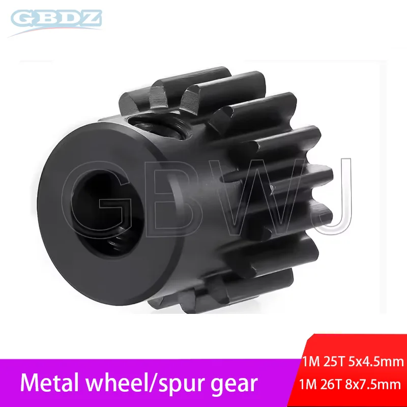

1Pcs Module 1 Motor Gear 1M25T-26T #Carbon Steel Material Blackening Spur Gear Bore Size 5/6/8/10/12/15mm