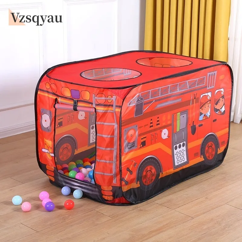 طوي لعبة اللعب منزل سيارة مطافئ حافلة الشرطة المنبثقة لعبة خيمة مسرح القماش هدية للأطفال مكافحة الحرائق نموذج Dopship هدية #1