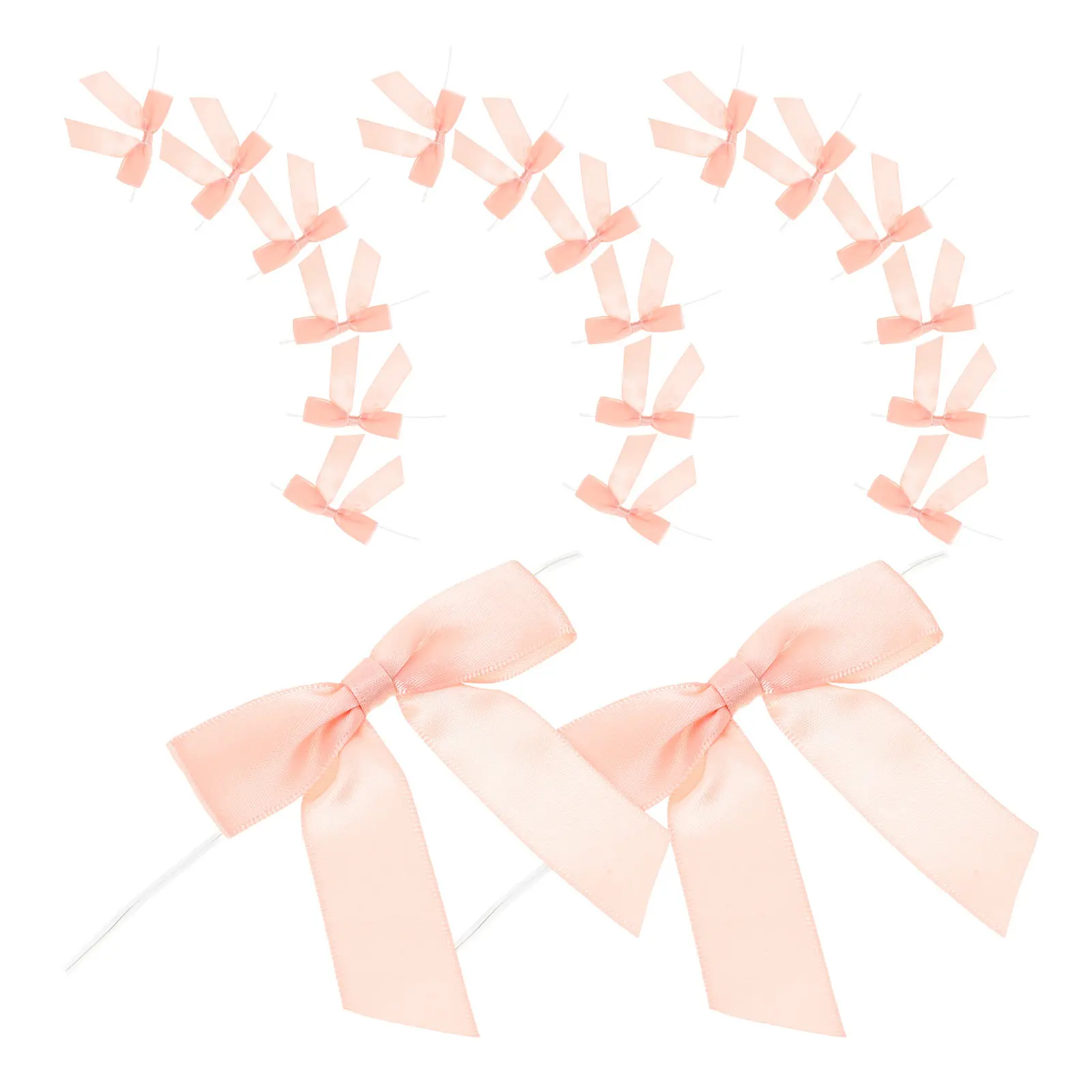 50Pcs Satin Ribbon Bow Knot Mini Decorative Bows for Cake Decoration Birthday Wedding DIY Craft Small Pink Bows