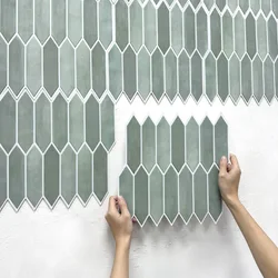 1/10pcs 3D Tile Sticker, Self-adhesive 3D Green Tile Backsplash for Kitchen and Bathroom, Waterproof Mold Resistant, 30x30cm