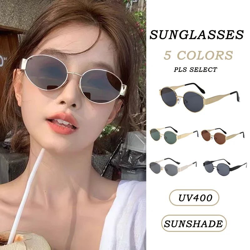 Nouvelles Lunettes de Soleil Rétro Femme 2025 – Monture Ovale Luxe Protection UV400 Unisexe pour Voyage, Conduite et Fêtes