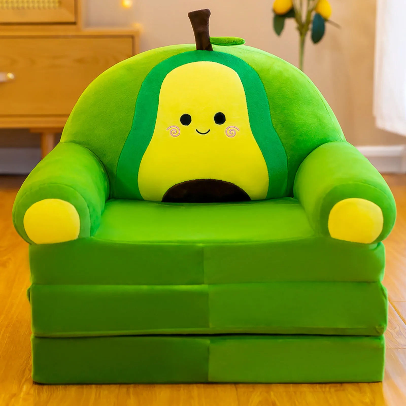 New Baby Kid Sofa Only Cover No Filling Cartoon Crown Seat Children\'s Chair Neat Puff Skin Toddler Child Folding Plush Sofa Bed