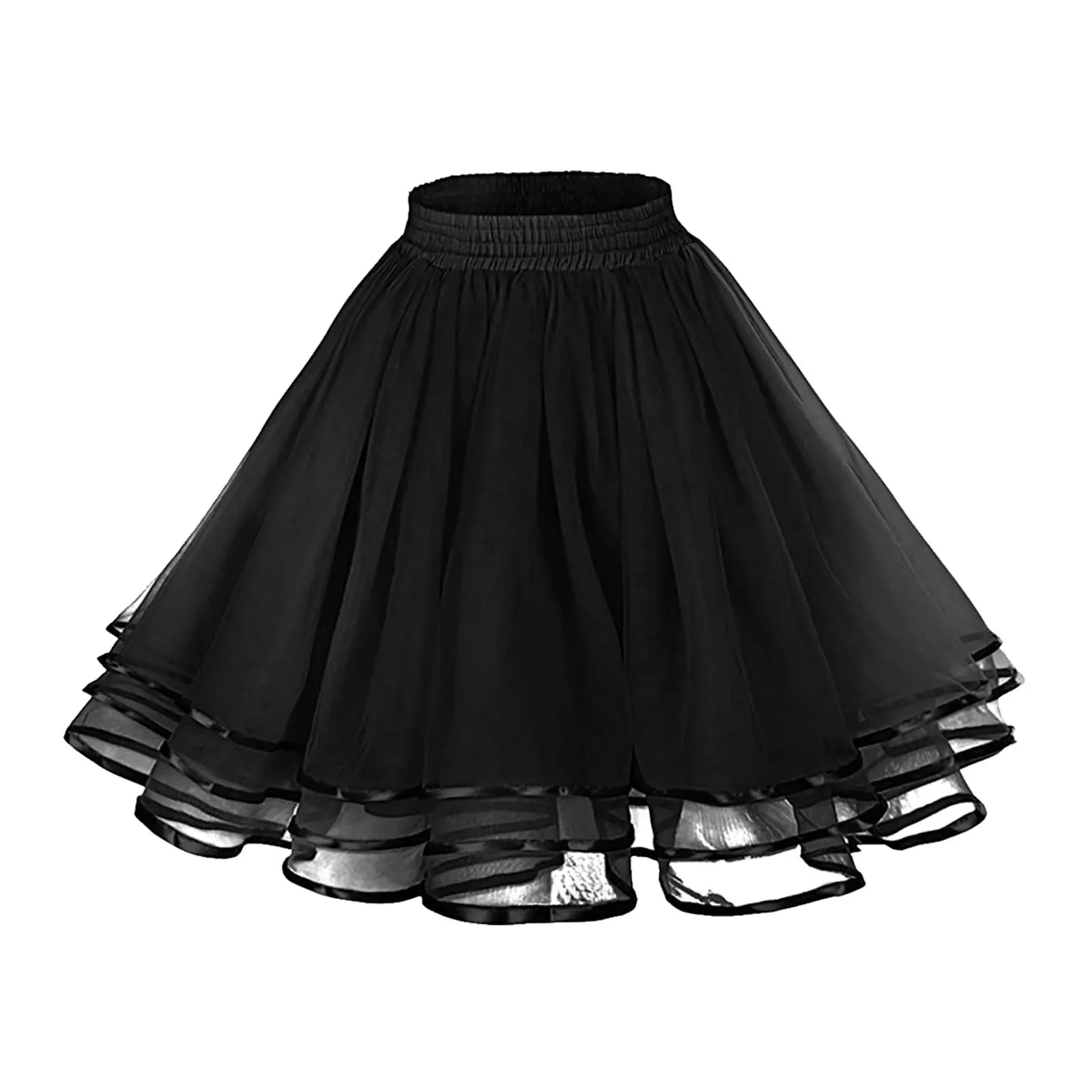 A-Line Women Tutu Skirt Versatile Stretchy Mini Flared Casual Skirt Ballet Performance Elastic Waist Tulle Petticoat Skirts