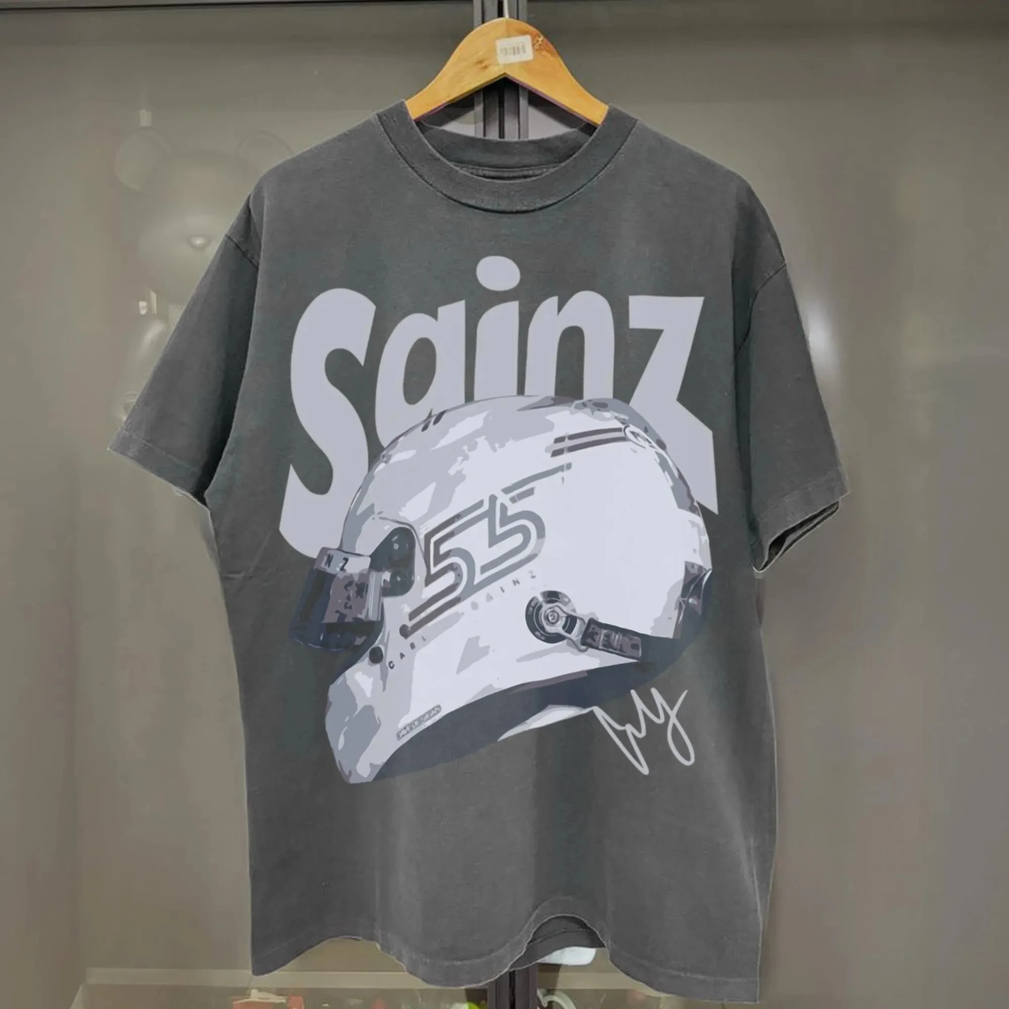 كارلوس ساينز ويليامز F1 تي شيرت ساينز 55 سباق تي شيرت الفورمولا واحد قميص الصيف القطن الخالص تي شيرت رجالي ملابس الأطفال