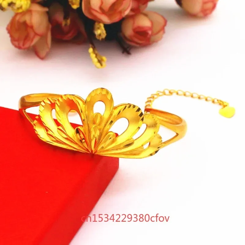 New copper gold plated durable non fading Vietnam and gold opening adjustable limitation gold crown bracelet for women