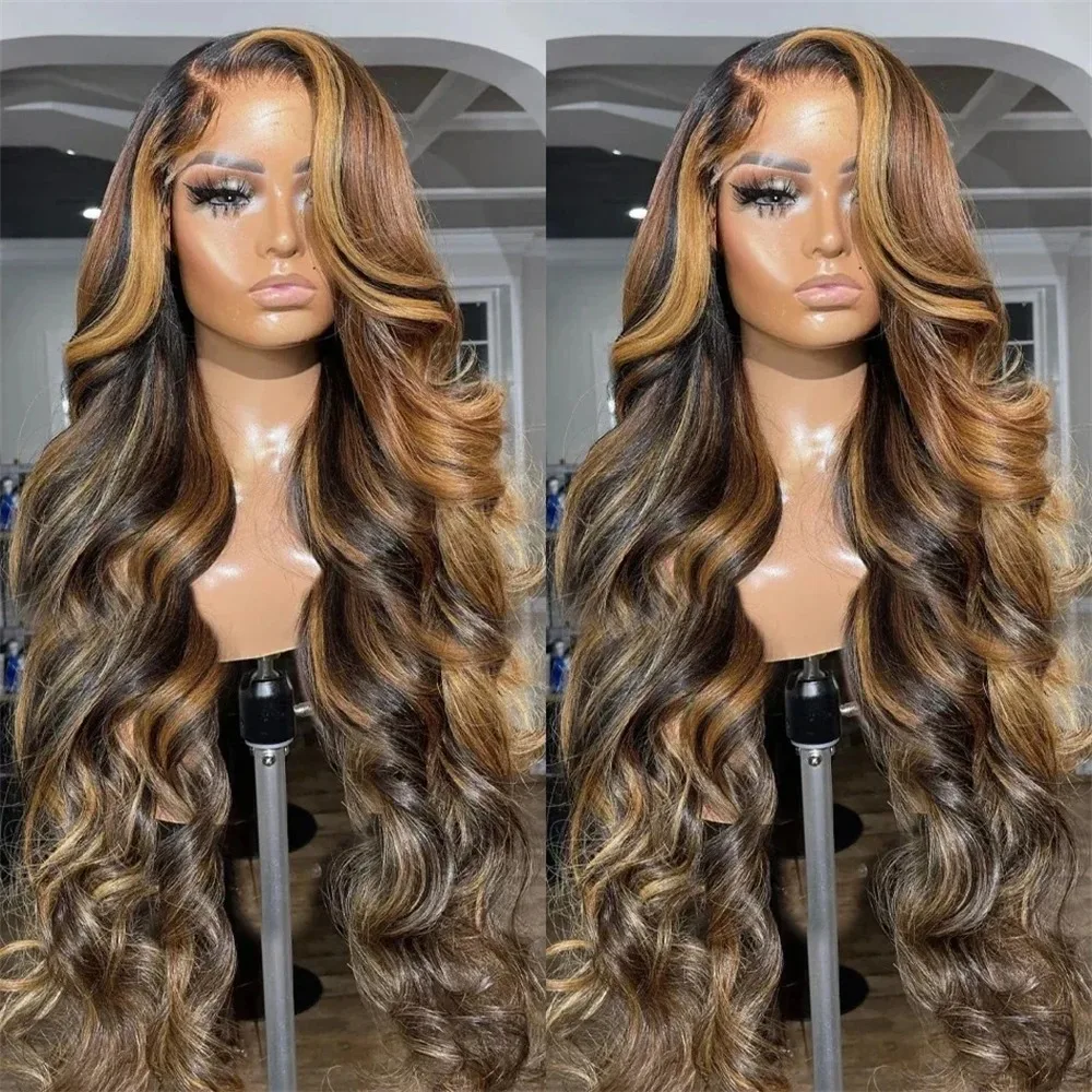 20 Inch 13x6 Transparent Lace Front Human Hair Body Wave Highlight Lace Frontal Wig Brazilian 200 density For Black Women