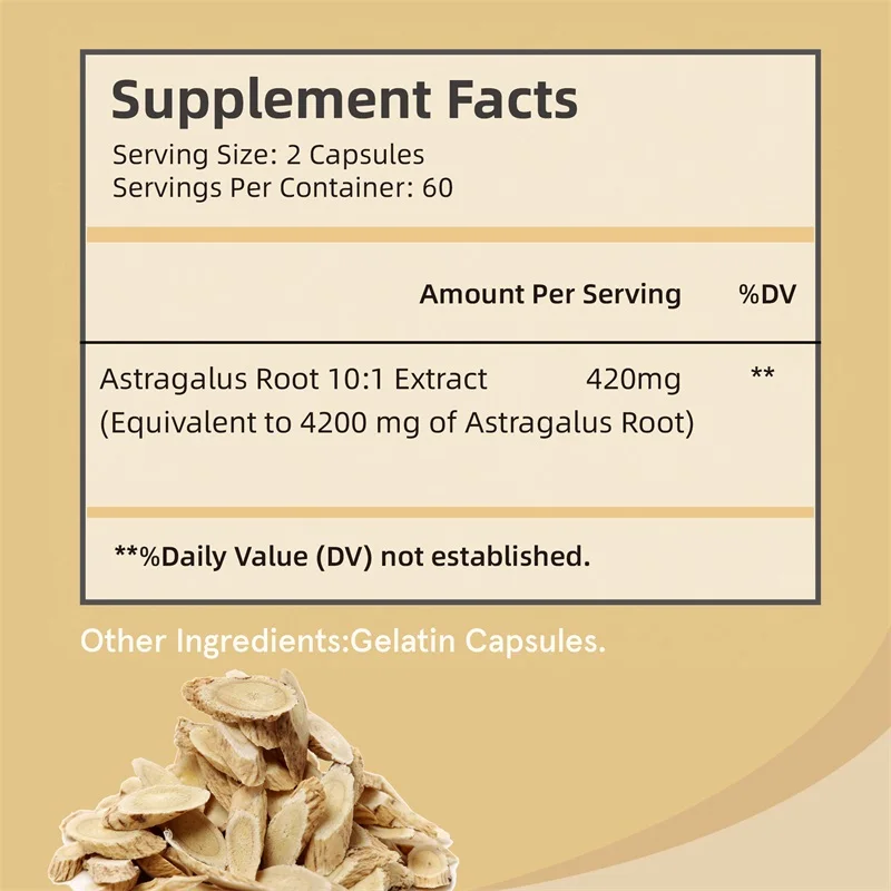 Astragalus Root Capsules - Heart and Liver Health, Immune System Support