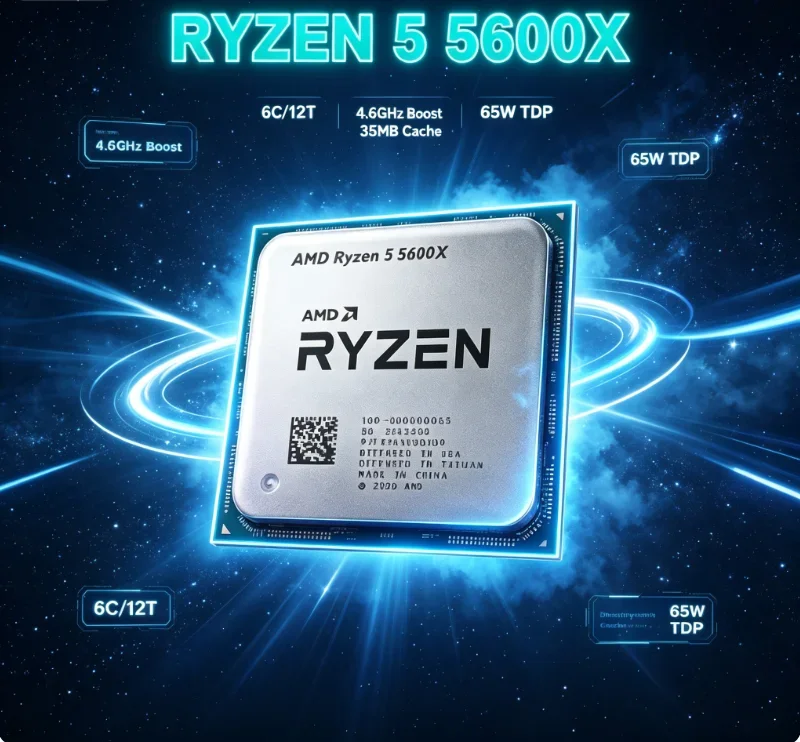 AMD Ryzen 5 5600X R5 5600X 6-Core CPU New Processor 12-Thread 3.7GHz 7NM 65W L3=32M Socket AM4