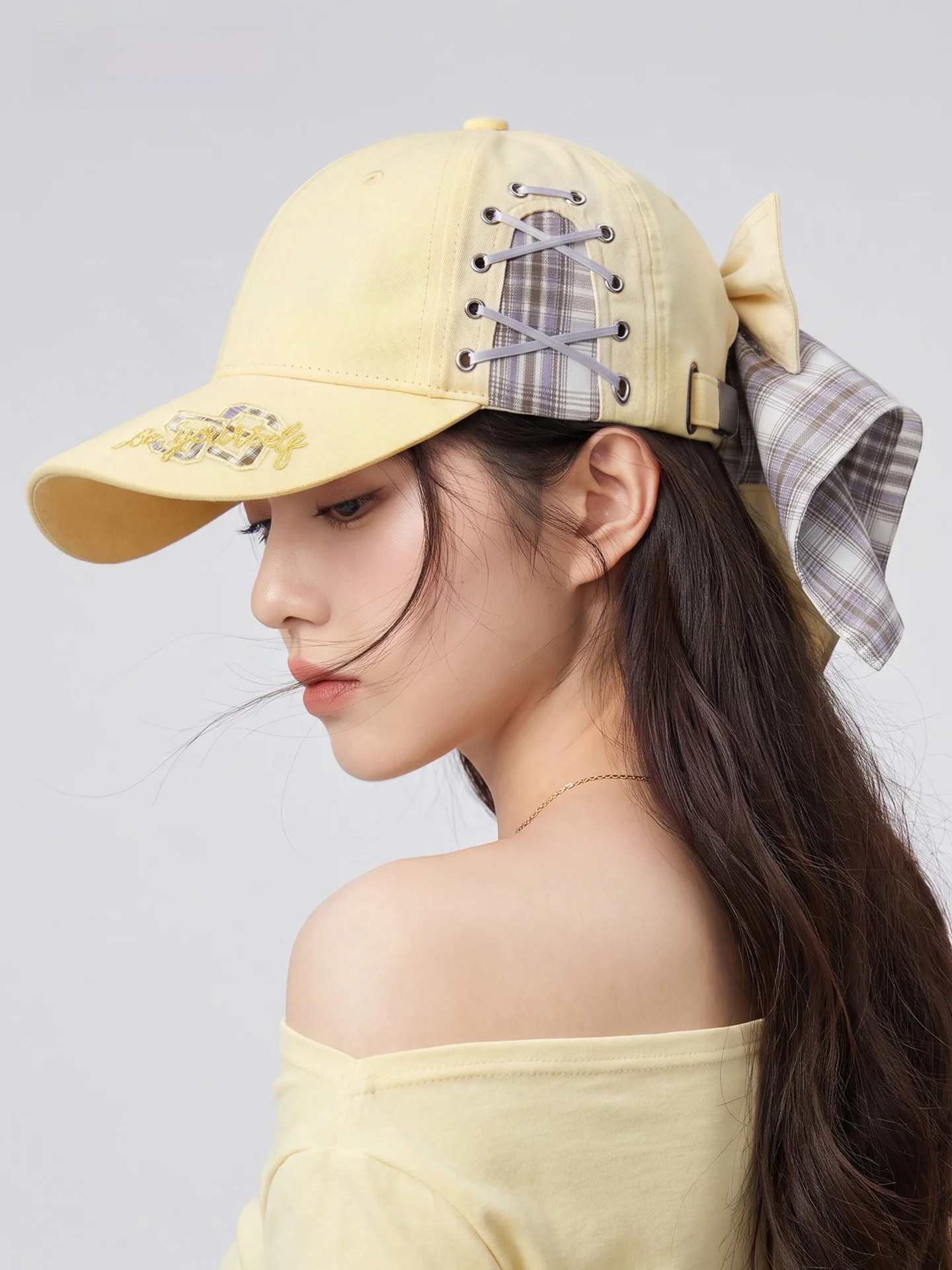 cacuss-autumn-winter-new-knot-plaid-baseball-cap-women's-face-slimming-hat-adjustable-round-top-cotton-soft-comfort