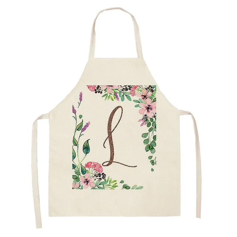 Home wreath Letter Pattern Apron Women Men child Linen Stain Resistant Apron Cooking Household Cleaning Tool Kitchen Utensils