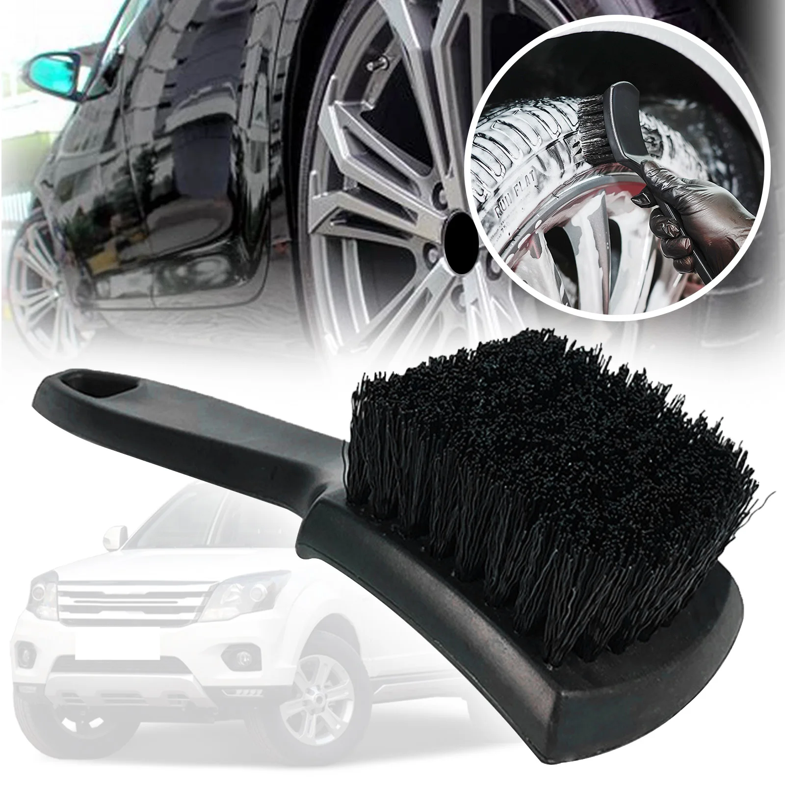 

Auto Tire Rim Brush Wheel Hub Cleaning Brushes Car Wash Detailing Wheels Cleaning Brush Microfiber Wheel Rim Brush Washing Tool