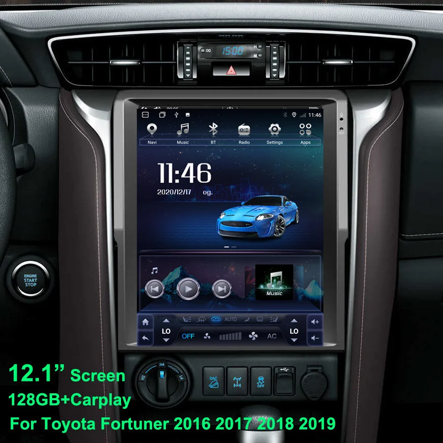 12.1inch Tesla Screen Stereo Multimedia For TOYOTA Fortuner HILUX Revo 2016-2022 Radio Android 14 GPS Carplay Car Video Player