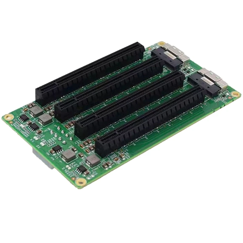 4Ports SFF-8654 8i to PCIe x16 Slot Adapters PCIe Slot Add On Cards 8Pin Power Connectors QXNF