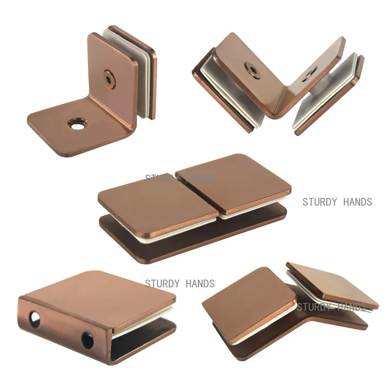 1pcs Stainless Steel 304 Rose Gold Glass Fixed Clip Bathroom Glass Door Fixed Code Corner Partition Shower Used for glass doors
