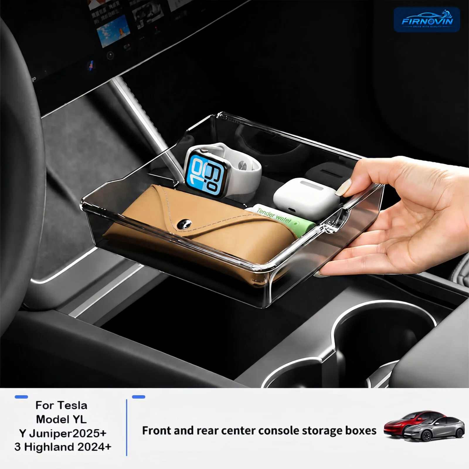 Boîte de rangement supérieure pour console centrale, en ABS et silicone, antidérapante, pour accoudoir avant et arrière, pour Tesla Model 3 Model Y Juniper YL, accessoires de voiture