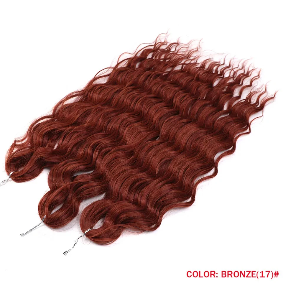 Noble Hair Synthetische Lose Tiefwellen-Haarverlängerungen 24" zum Flechten, Wasserwellen-Zopfhaar, Ombre-Blond, Twist-Häkelhaar, Lockiges Haar – Detail 19