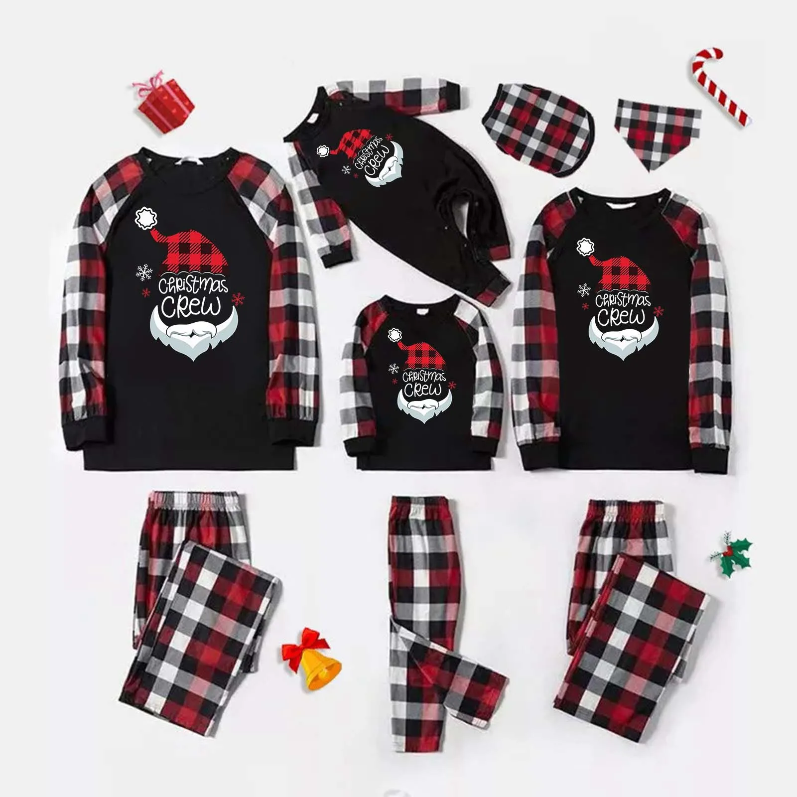 Merry Christmas Family Matching Outfits Mom Dad Kids Baby Pet Pajamas Set Casual Loose Sleepwear Xmas Family Home Clothe Pyjamas