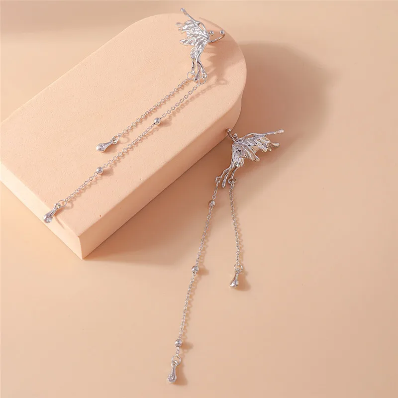 Aihua 1pc Weibliche Y2K Fee Schmetterling Quaste Clip Ohrringe für Frauen Mädchen Elf Engel Ohr Manschette Ohrring Mode schmuck Geschenke – Detail 5