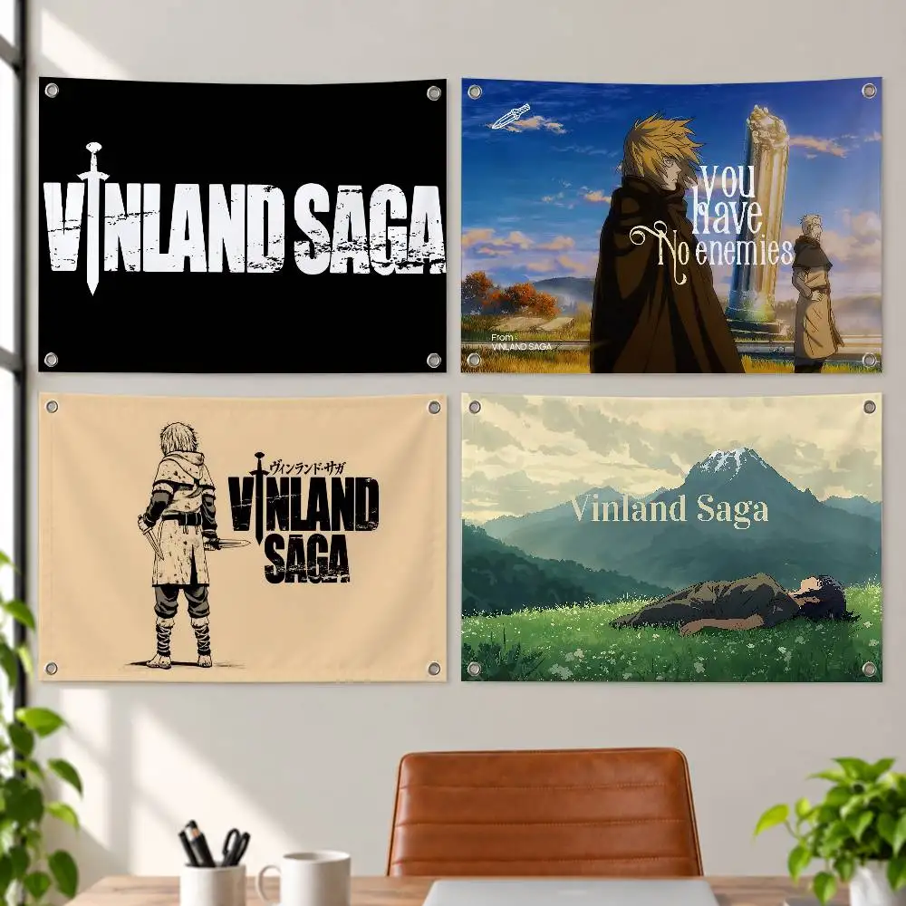 Anime Vinland Saga Aesthetic Wall Tapestry Flag Printed Wall Hanging Living Room Party Outdoor Decor